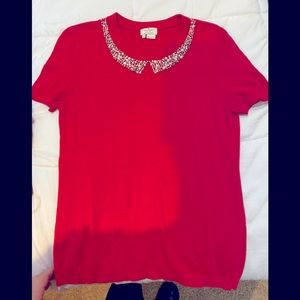 Kate Spade Short Sleeve Pearl Bead Trim Sweater.